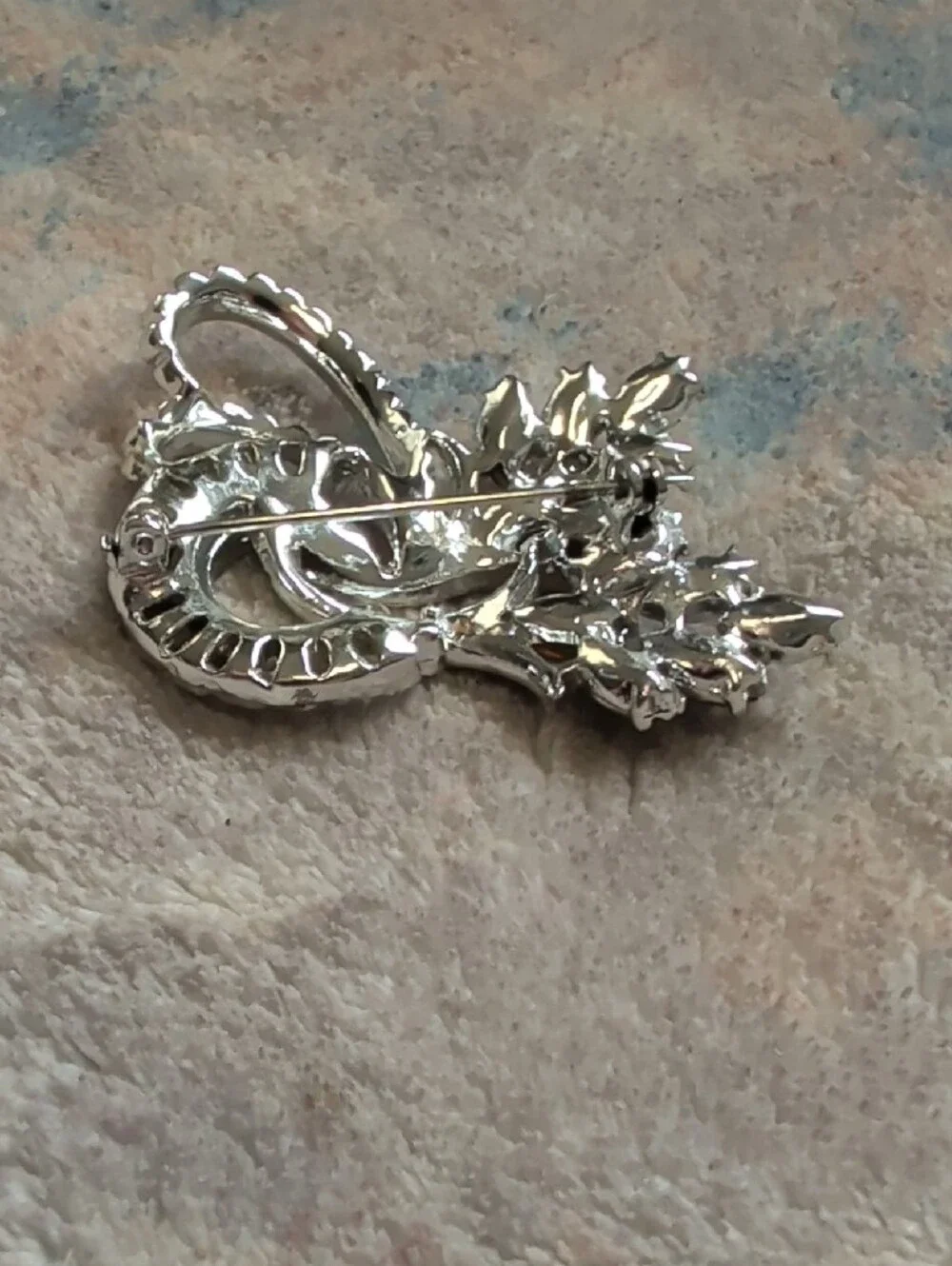 Vintage Crystal Art Deco Silver-Tone Brooch - MCM Costume Jewelry